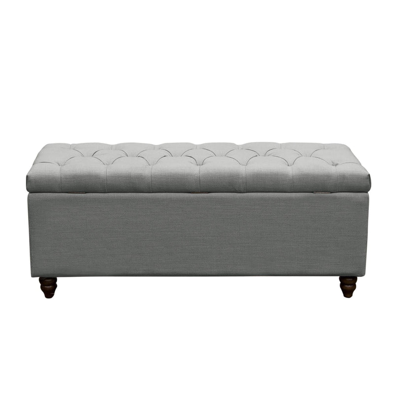 Park Ave Tufted Lift-Top Storage Trunk by Diamond Sofa - Grey Linen - Furniture City (CA)l