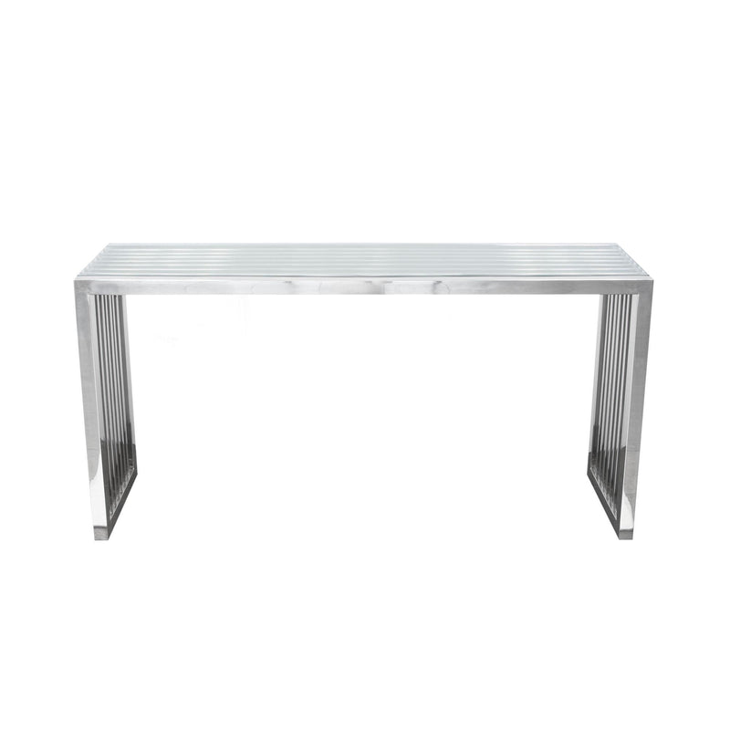 SOHO Rectangular Stainless Steel Console Table w/ Clear, Tempered Glass Top by Diamond Sofa - Furniture City (CA)l