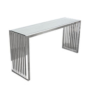 SOHO Rectangular Stainless Steel Console Table w/ Clear, Tempered Glass Top by Diamond Sofa - Furniture City (CA)l