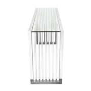 SOHO Rectangular Stainless Steel Console Table w/ Clear, Tempered Glass Top by Diamond Sofa - Furniture City (CA)l