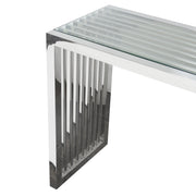 SOHO Rectangular Stainless Steel Console Table w/ Clear, Tempered Glass Top by Diamond Sofa - Furniture City (CA)l
