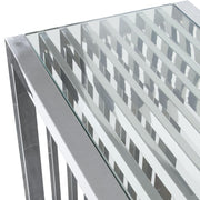 SOHO Rectangular Stainless Steel Console Table w/ Clear, Tempered Glass Top by Diamond Sofa - Furniture City (CA)l