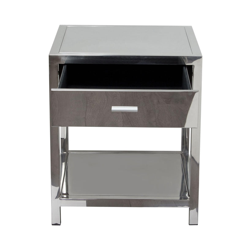 Corleo 1-Drawer Accent Table in Polished Stainless Steel by Diamond Sofa - Furniture City (CA)l