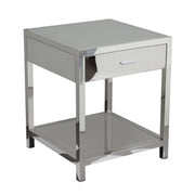 Corleo 1-Drawer Accent Table in Polished Stainless Steel by Diamond Sofa - Furniture City (CA)l