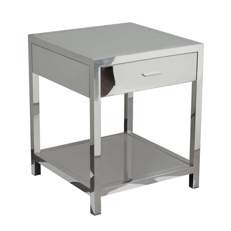 Corleo 1-Drawer Accent Table in Polished Stainless Steel by Diamond Sofa - Furniture City (CA)l