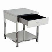 Corleo 1-Drawer Accent Table in Polished Stainless Steel by Diamond Sofa - Furniture City (CA)l