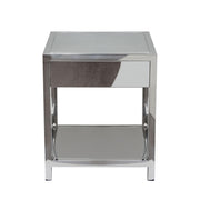 Corleo 1-Drawer Accent Table in Polished Stainless Steel by Diamond Sofa - Furniture City (CA)l