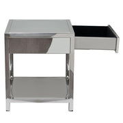 Corleo 1-Drawer Accent Table in Polished Stainless Steel by Diamond Sofa - Furniture City (CA)l