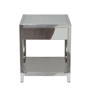 Corleo 1-Drawer Accent Table in Polished Stainless Steel by Diamond Sofa - Furniture City (CA)l