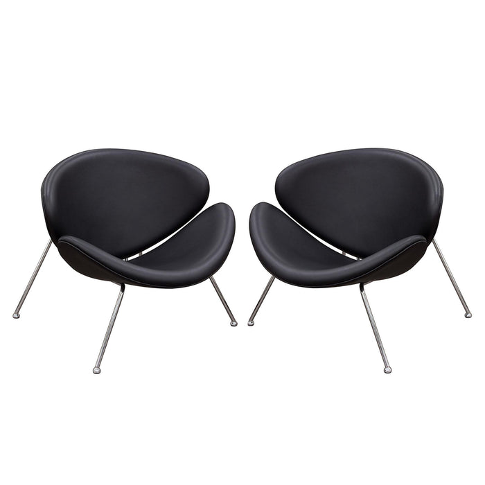 Set of (2) Roxy Black Accent Chair with Chrome Frame by Diamond Sofa