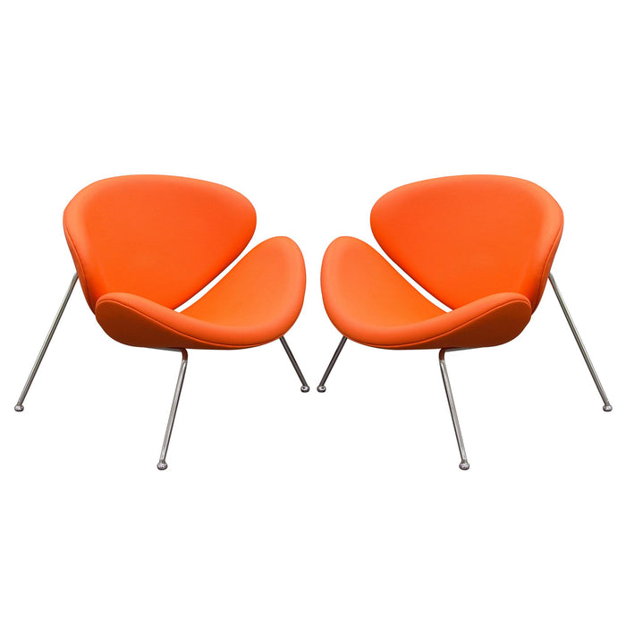 Set of (2) Roxy Orange Accent Chair with Chrome Frame by Diamond Sofa