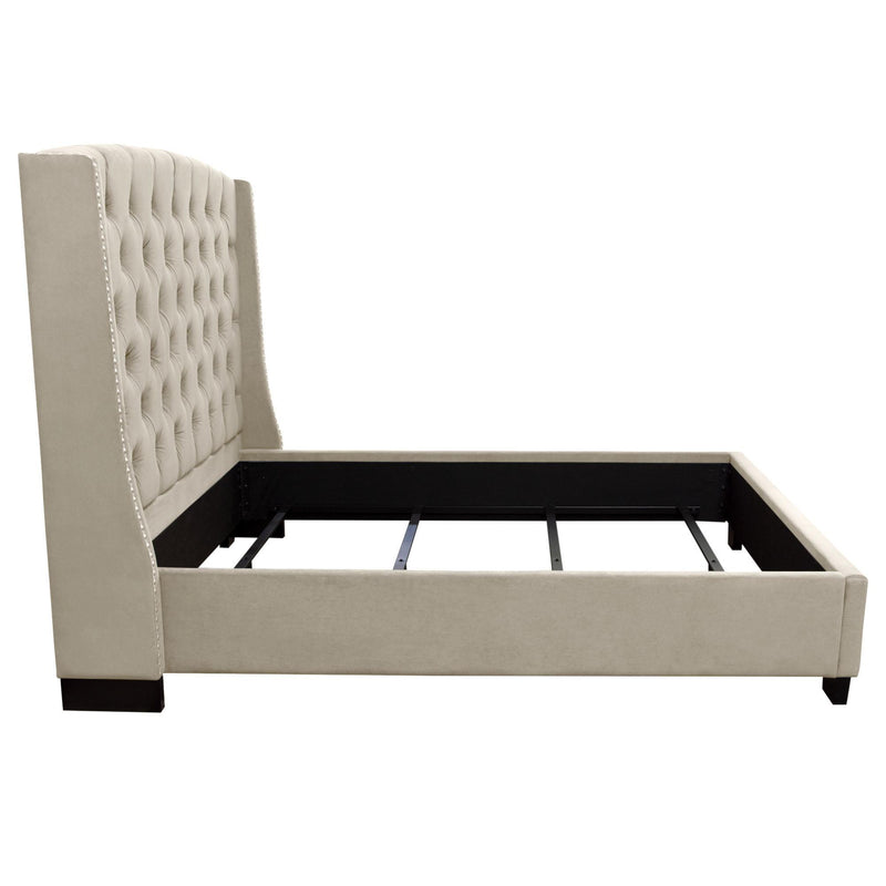 Majestic Queen Tufted Bed in Tan Velvet with Nail Head Wing Accents by Diamond Sofa - Furniture City (CA)l