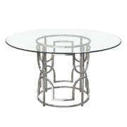 Avalon 54" Round Glass Top Dining Table with Round Stainless Steel Base by Diamond Sofa - Furniture City (CA)l