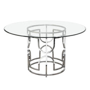 Avalon 54" Round Glass Top Dining Table with Round Stainless Steel Base by Diamond Sofa - Furniture City (CA)l