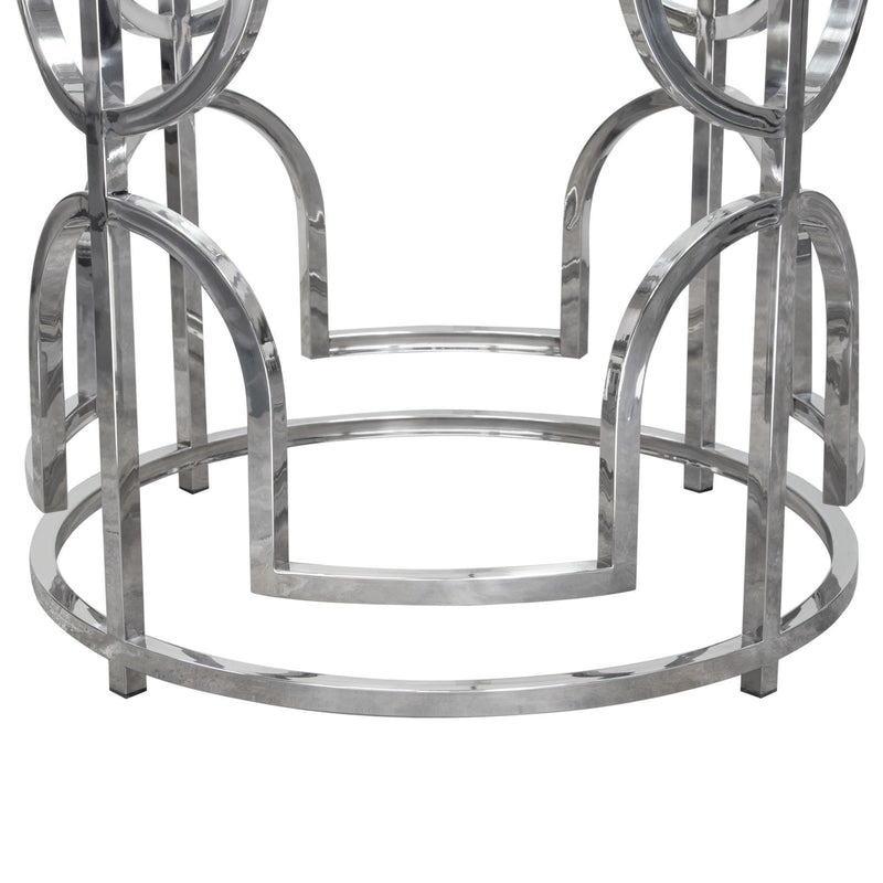 Avalon 54" Round Glass Top Dining Table with Round Stainless Steel Base by Diamond Sofa - Furniture City (CA)l