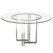 DEKO Polished Stainless Steel Round Dining Table w/ Clear, Tempered Glass Top by Diamond Sofa - Furniture City (CA)l