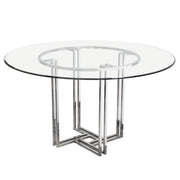 DEKO Polished Stainless Steel Round Dining Table w/ Clear, Tempered Glass Top by Diamond Sofa - Furniture City (CA)l