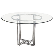 DEKO Polished Stainless Steel Round Dining Table w/ Clear, Tempered Glass Top by Diamond Sofa - Furniture City (CA)l
