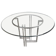 DEKO Polished Stainless Steel Round Dining Table w/ Clear, Tempered Glass Top by Diamond Sofa - Furniture City (CA)l