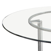 DEKO Polished Stainless Steel Round Dining Table w/ Clear, Tempered Glass Top by Diamond Sofa - Furniture City (CA)l