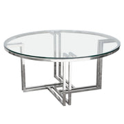 DEKO Polished Stainless Steel Round Cocktail Table w/ Clear, Tempered Glass Top by Diamond Sofa - Furniture City (CA)l