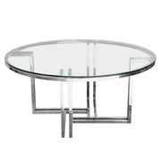 DEKO Polished Stainless Steel Round Cocktail Table w/ Clear, Tempered Glass Top by Diamond Sofa - Furniture City (CA)l