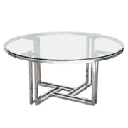 DEKO Polished Stainless Steel Round Cocktail Table w/ Clear, Tempered Glass Top by Diamond Sofa - Furniture City (CA)l