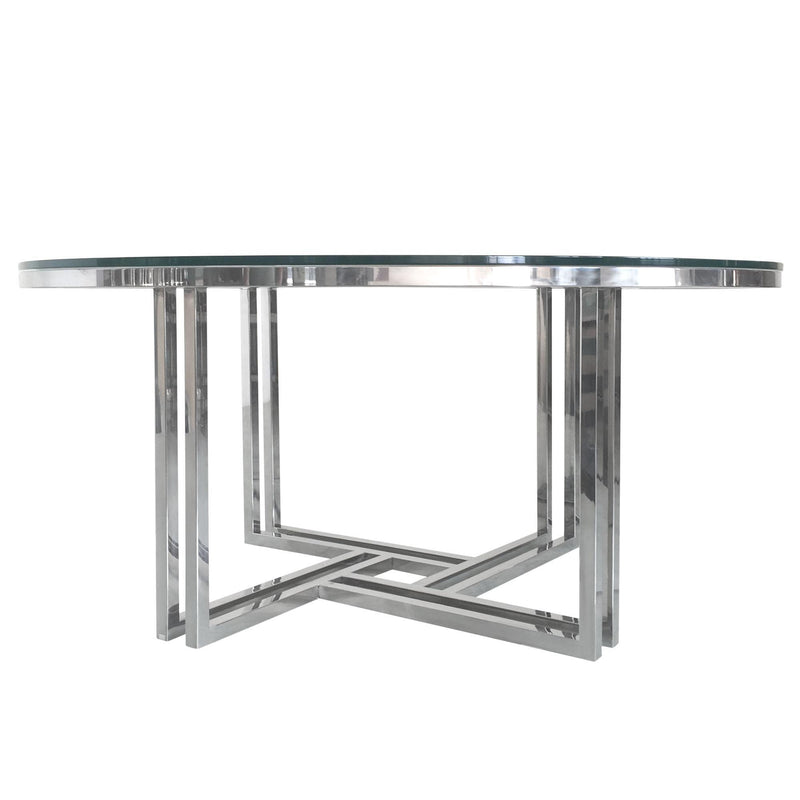 DEKO Polished Stainless Steel Round Cocktail Table w/ Clear, Tempered Glass Top by Diamond Sofa - Furniture City (CA)l