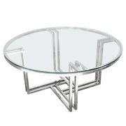 DEKO Polished Stainless Steel Round Cocktail Table w/ Clear, Tempered Glass Top by Diamond Sofa - Furniture City (CA)l