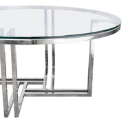 DEKO Polished Stainless Steel Round Cocktail Table w/ Clear, Tempered Glass Top by Diamond Sofa - Furniture City (CA)l