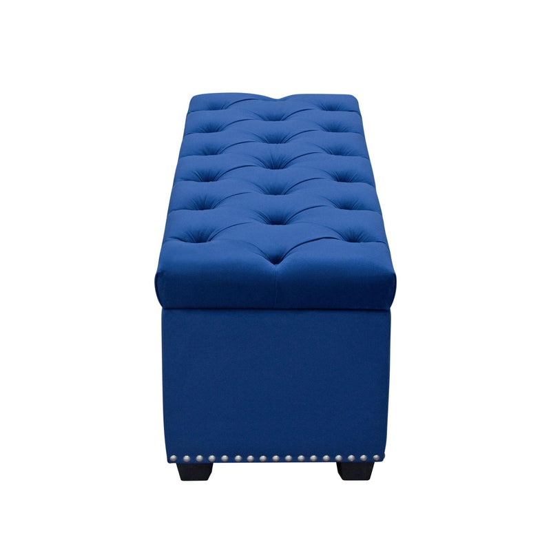 Majestic Tufted Velvet Lift-Top Storage Trunk w/ Nail Head Accent by Diamond Sofa - Royal Blue Velvet - Furniture City (CA)l