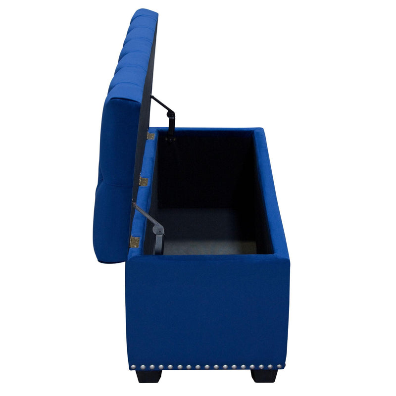 Majestic Tufted Velvet Lift-Top Storage Trunk w/ Nail Head Accent by Diamond Sofa - Royal Blue Velvet - Furniture City (CA)l
