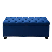 Majestic Tufted Velvet Lift-Top Storage Trunk w/ Nail Head Accent by Diamond Sofa - Royal Blue Velvet - Furniture City (CA)l