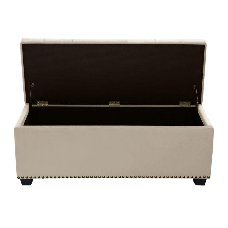 Majestic Tufted Velvet Lift-Top Storage Trunk w/ Nail Head Accent by Diamond Sofa - Tan Velvet - Furniture City (CA)l