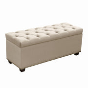 Majestic Tufted Velvet Lift-Top Storage Trunk w/ Nail Head Accent by Diamond Sofa - Tan Velvet - Furniture City (CA)l