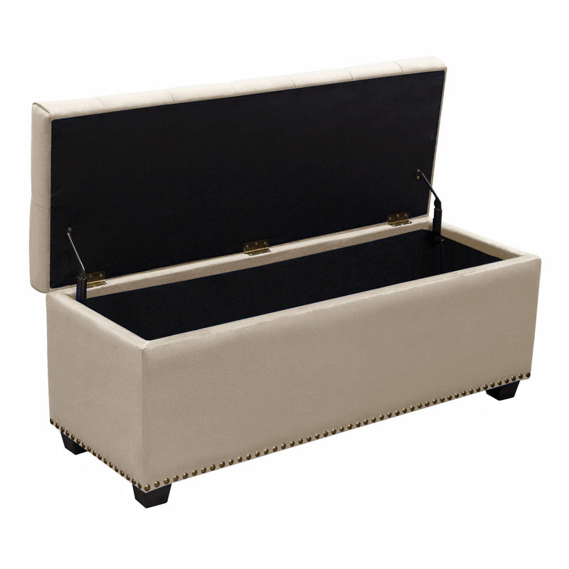 Majestic Tufted Velvet Lift-Top Storage Trunk w/ Nail Head Accent by Diamond Sofa - Tan Velvet - Furniture City (CA)l