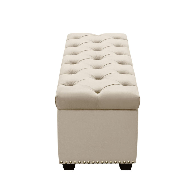 Majestic Tufted Velvet Lift-Top Storage Trunk w/ Nail Head Accent by Diamond Sofa - Tan Velvet - Furniture City (CA)l