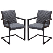 Nolan 2-Pack Dining Chairs in Charcoal Diamond Tufted Leatherette on Charcoal Powder Coat Frame by Diamond Sofa - Furniture City (CA)l