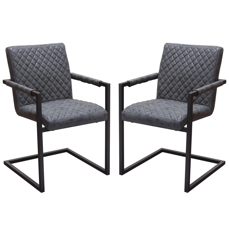 Nolan 2-Pack Dining Chairs in Charcoal Diamond Tufted Leatherette on Charcoal Powder Coat Frame by Diamond Sofa - Furniture City (CA)l