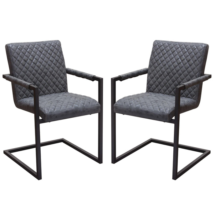 Nolan 2-Pack Dining Chairs in Charcoal Diamond Tufted Leatherette on Charcoal Powder Coat Frame by Diamond Sofa