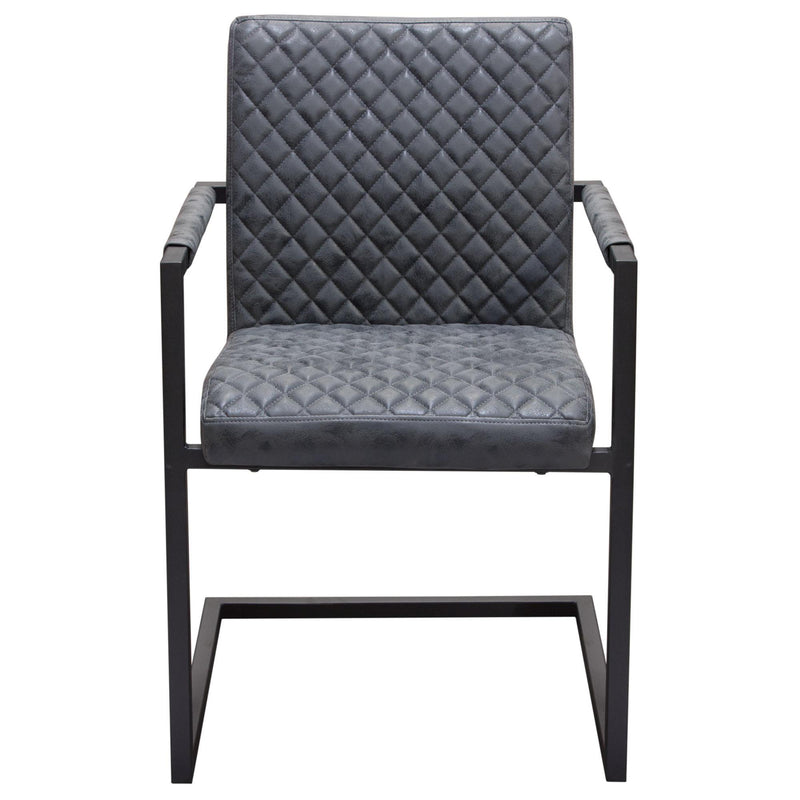 Nolan 2-Pack Dining Chairs in Charcoal Diamond Tufted Leatherette on Charcoal Powder Coat Frame by Diamond Sofa - Furniture City (CA)l