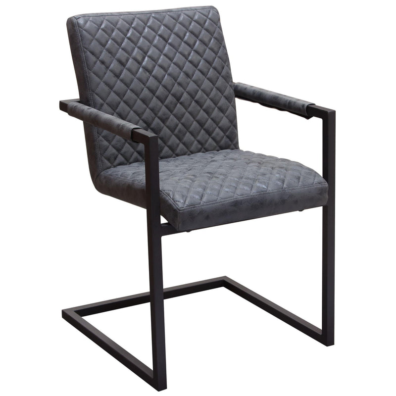 Nolan 2-Pack Dining Chairs in Charcoal Diamond Tufted Leatherette on Charcoal Powder Coat Frame by Diamond Sofa - Furniture City (CA)l