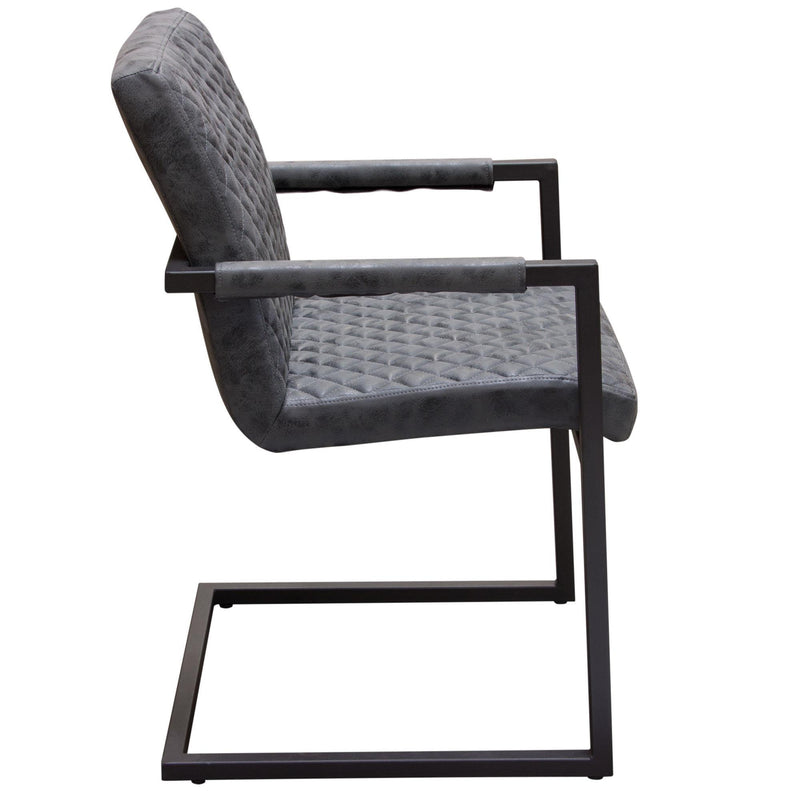 Nolan 2-Pack Dining Chairs in Charcoal Diamond Tufted Leatherette on Charcoal Powder Coat Frame by Diamond Sofa - Furniture City (CA)l