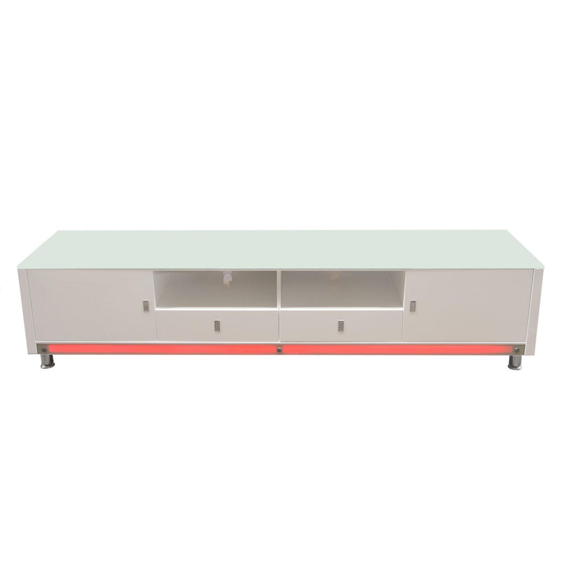 K99 83 Inch Low Profile Entertainment Cabinet in White Lacquer Finish w/ RGB Multi-Color Accent Light by Diamond Sofa - Furniture City (CA)l