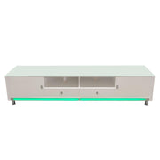 K99 83 Inch Low Profile Entertainment Cabinet in White Lacquer Finish w/ RGB Multi-Color Accent Light by Diamond Sofa - Furniture City (CA)l