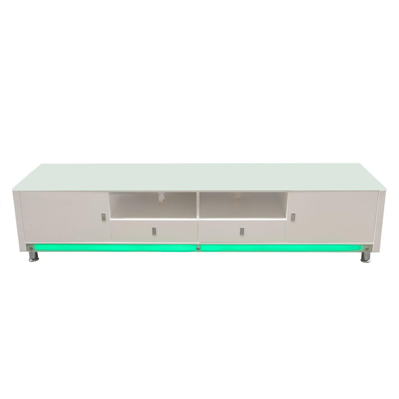 K99 83 Inch Low Profile Entertainment Cabinet in White Lacquer Finish w/ RGB Multi-Color Accent Light by Diamond Sofa - Furniture City (CA)l