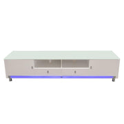 K99 83 Inch Low Profile Entertainment Cabinet in White Lacquer Finish w/ RGB Multi-Color Accent Light by Diamond Sofa - Furniture City (CA)l