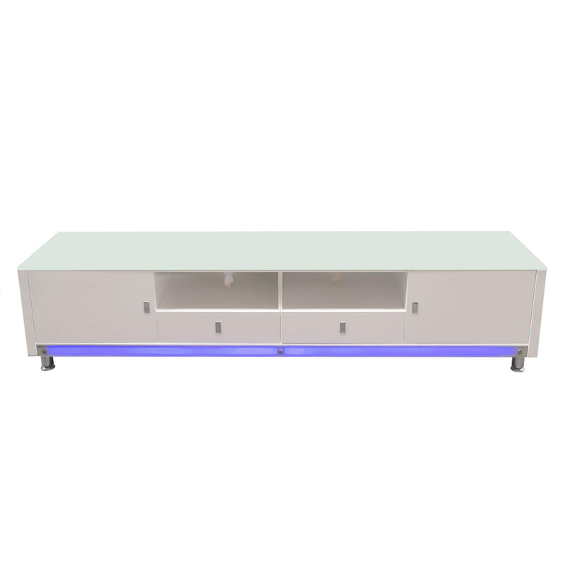 K99 83 Inch Low Profile Entertainment Cabinet in White Lacquer Finish w/ RGB Multi-Color Accent Light by Diamond Sofa - Furniture City (CA)l