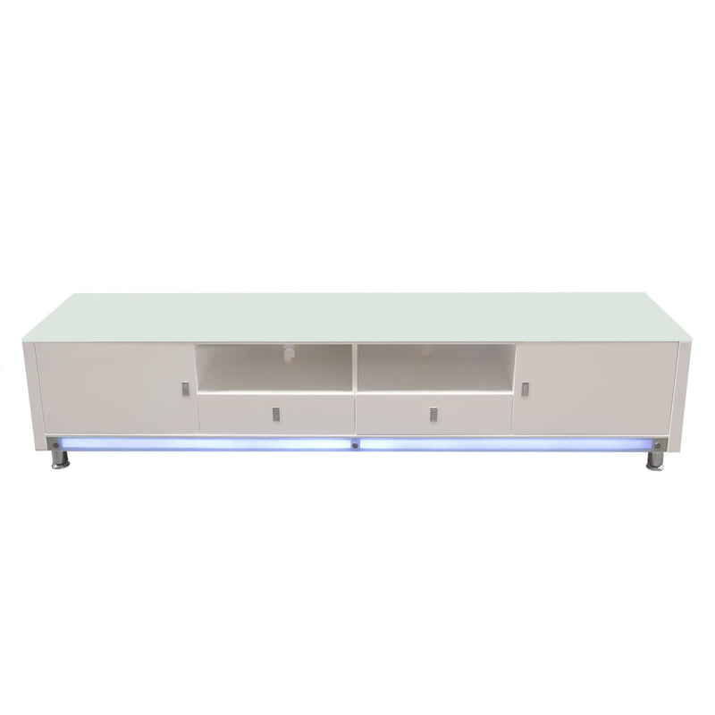 K99 83 Inch Low Profile Entertainment Cabinet in White Lacquer Finish w/ RGB Multi-Color Accent Light by Diamond Sofa - Furniture City (CA)l