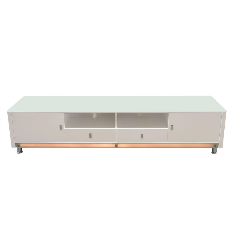 K99 83 Inch Low Profile Entertainment Cabinet in White Lacquer Finish w/ RGB Multi-Color Accent Light by Diamond Sofa - Furniture City (CA)l